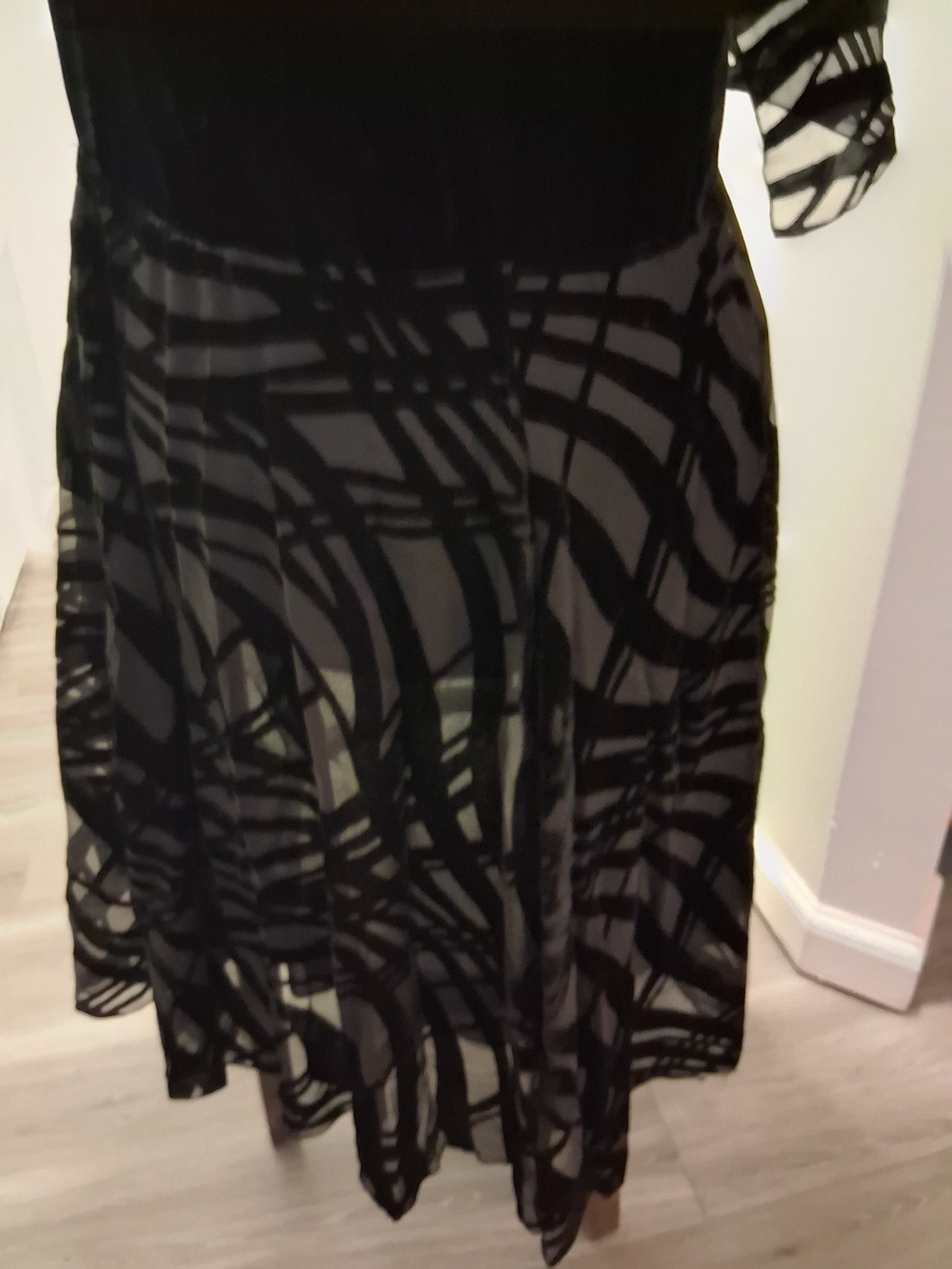 Cache Black Velvet & Sheer Asymmetrical Slip Dress - Picture 7 of 8